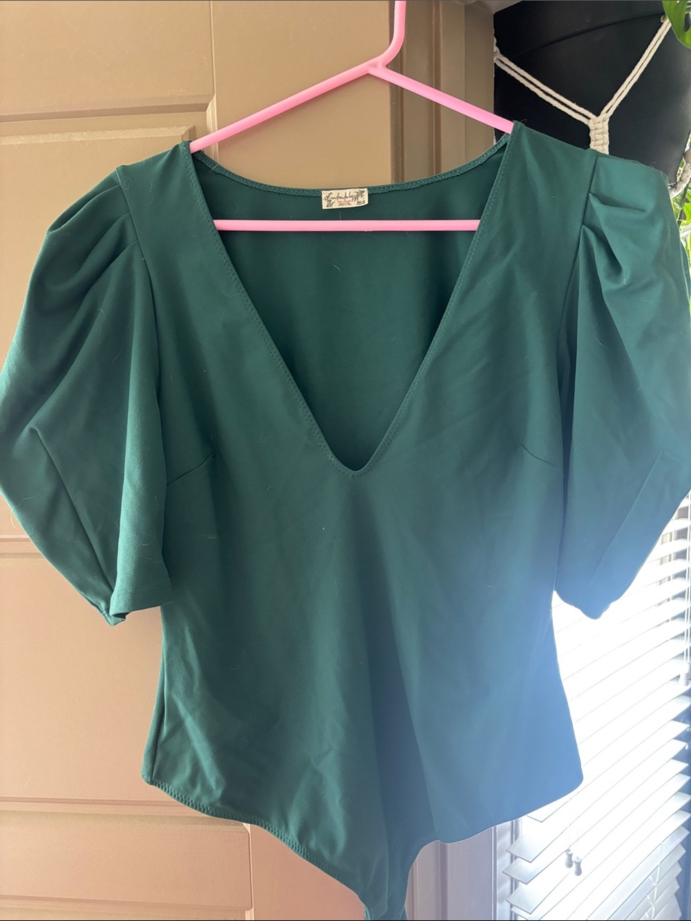 Green puff top body suit